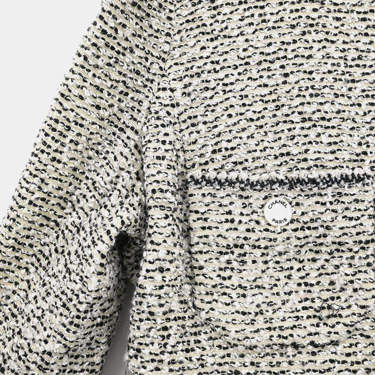 Pre Owned Chanel Single Breasted Collarless Jacket Gray 96A L