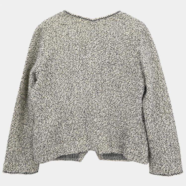 Pre Owned Chanel Single Breasted Collarless Jacket Gray 96A L