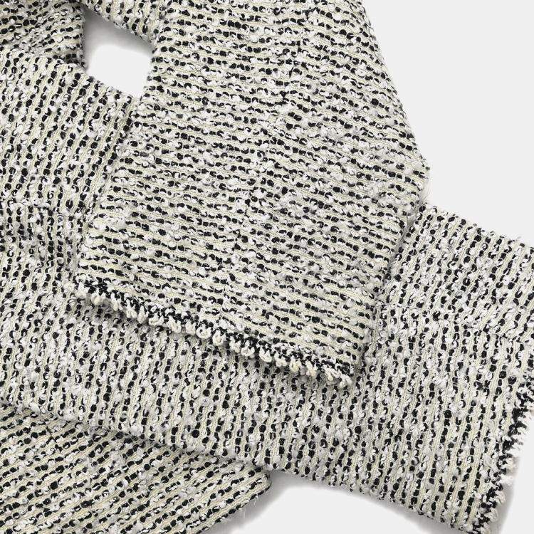 Pre Owned Chanel Single Breasted Collarless Jacket Gray 96A L