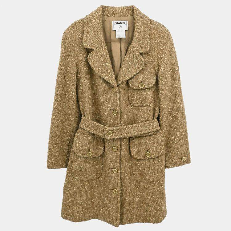 Pre Owned Chanel Single Breasted Coat Beige 01A M
