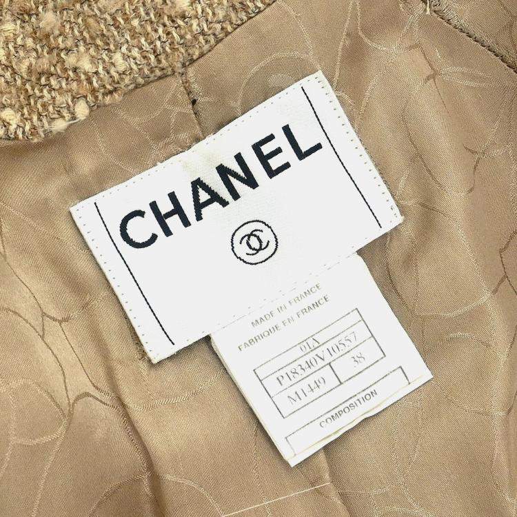Pre Owned Chanel Single Breasted Coat Beige 01A M
