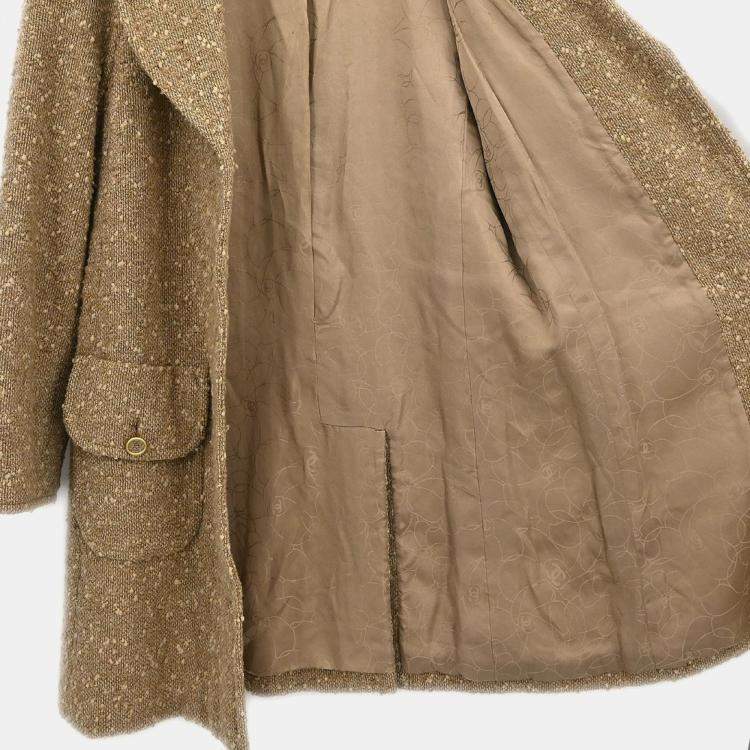 Pre Owned Chanel Single Breasted Coat Beige 01A M