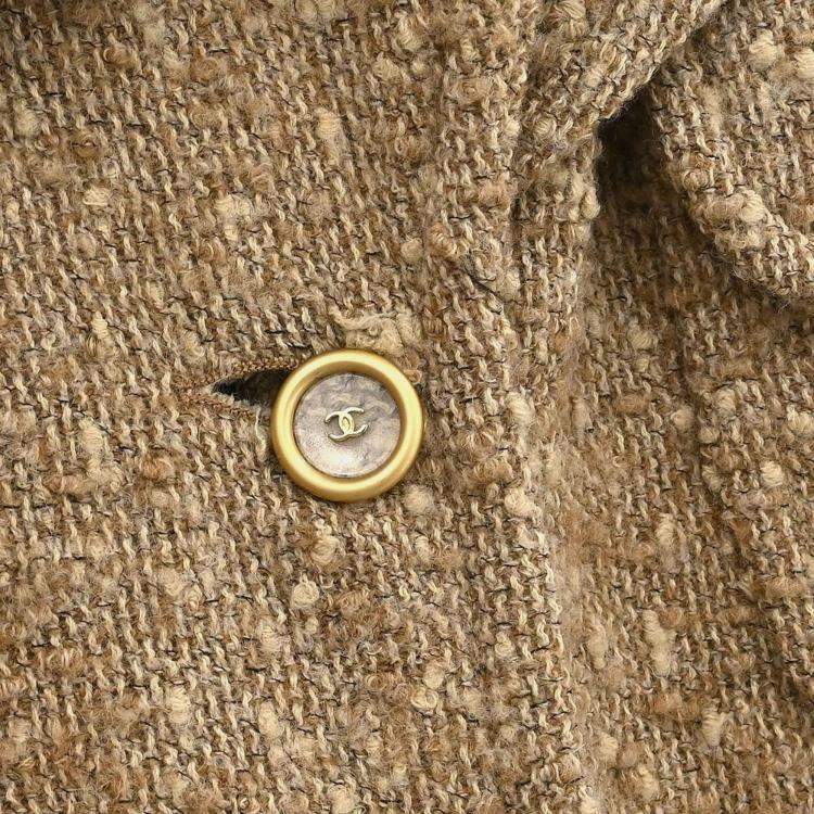 Pre Owned Chanel Single Breasted Coat Beige 01A M