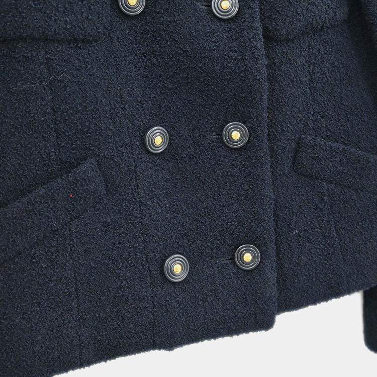 Pre Owned Chanel Nylon And  Wool Jacket Black M