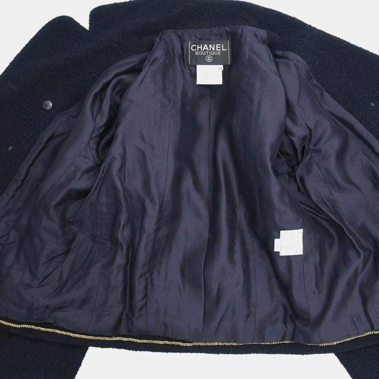 Pre Owned Chanel Nylon And  Wool Jacket Black M