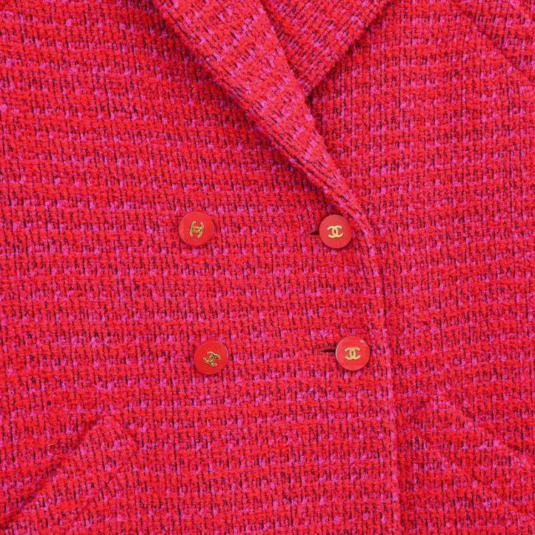 Pre Owned Chanel Setup Suit Jacket Skirt Red M
