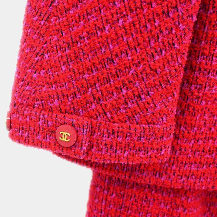 Pre Owned Chanel Setup Suit Jacket Skirt Red M