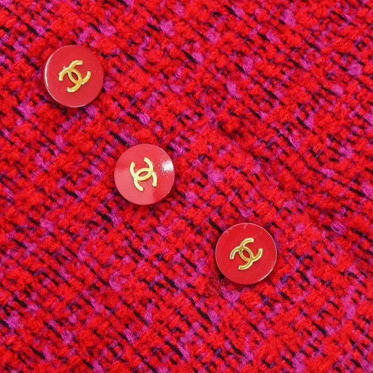 Pre Owned Chanel Setup Suit Jacket Skirt Red M