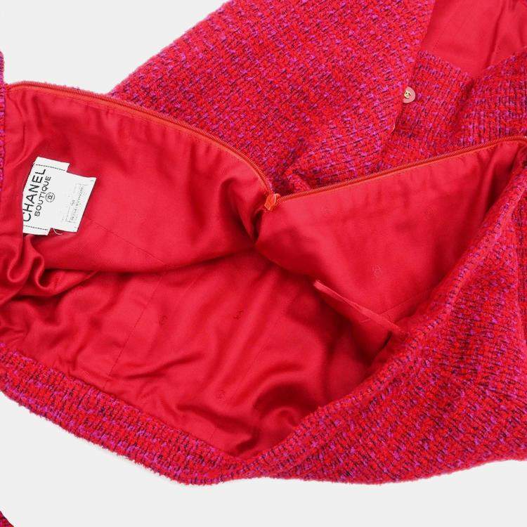Pre Owned Chanel Setup Suit Jacket Skirt Red M