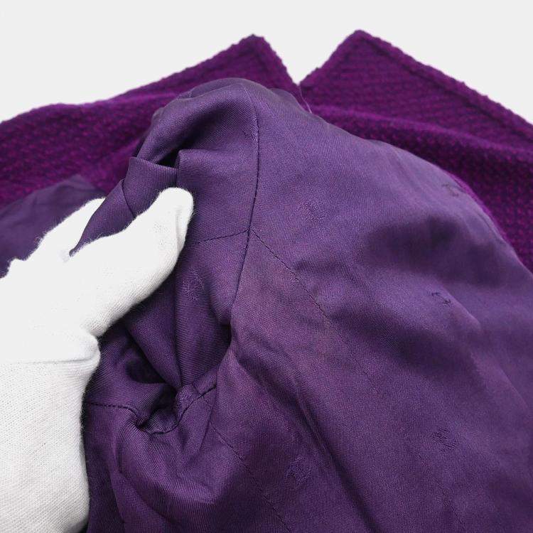 Pre Owned Chanel Nylon Wool Jacket Purple M