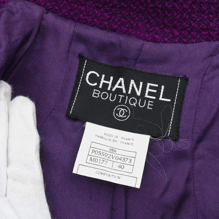 Pre Owned Chanel Nylon Wool Jacket Purple M