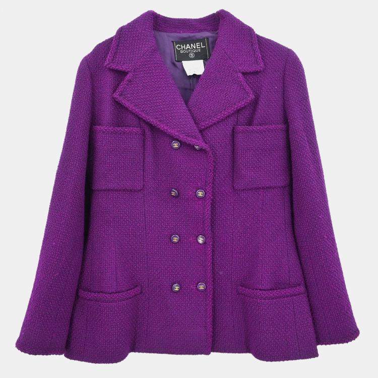 Pre Owned Chanel Nylon Wool Jacket Purple M
