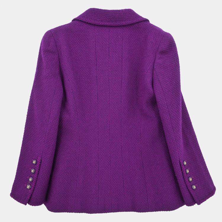 Pre Owned Chanel Nylon Wool Jacket Purple M