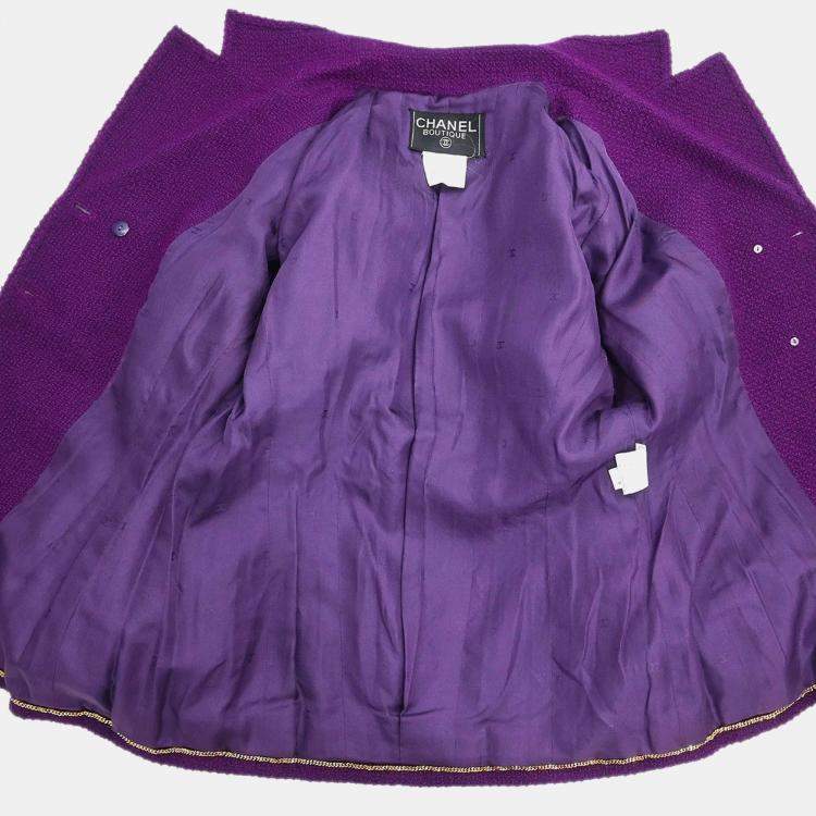 Pre Owned Chanel Nylon Wool Jacket Purple M