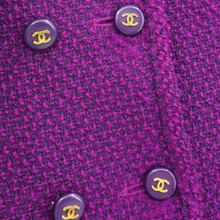 Pre Owned Chanel Nylon Wool Jacket Purple M