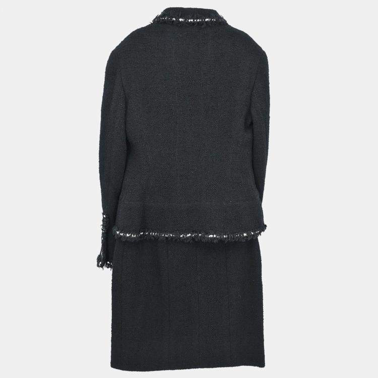 مملوكة مسبقًا جاكيت بدلة وتنورة شانيل أسود #38