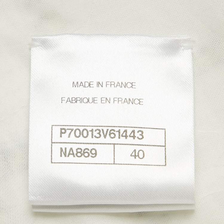 Pre Owned Chanel White/Blue Checks Tweed Halter Neck Crop Top M