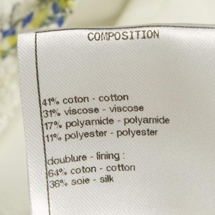 Pre Owned Chanel White/Blue Checks Tweed Halter Neck Crop Top M