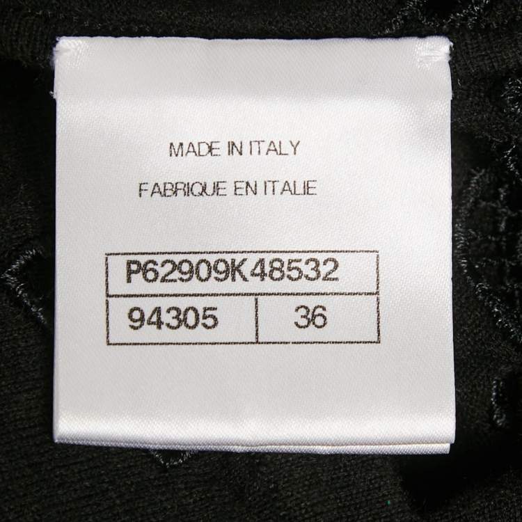 Pre Owned Chanel Black CC Logo Embroidered Eyelet Cotton Blend Short Sleeve T-Shirt S