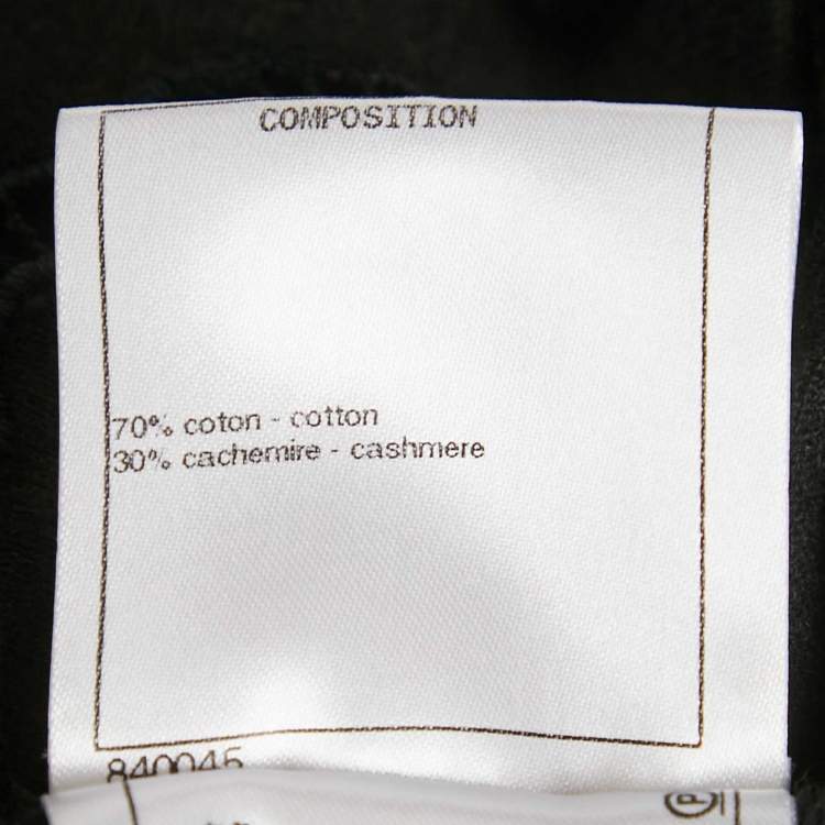 Pre Owned Chanel Black CC Logo Embroidered Eyelet Cotton Blend Short Sleeve T-Shirt S