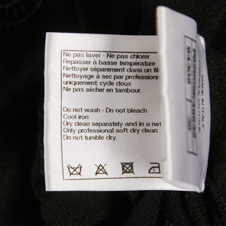 Pre Owned Chanel Black CC Logo Embroidered Eyelet Cotton Blend Short Sleeve T-Shirt S