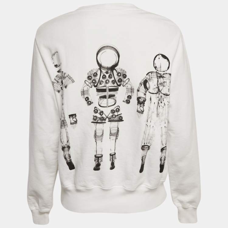 Pre Owned Chanel White Printed Cotton Sweatshirt M