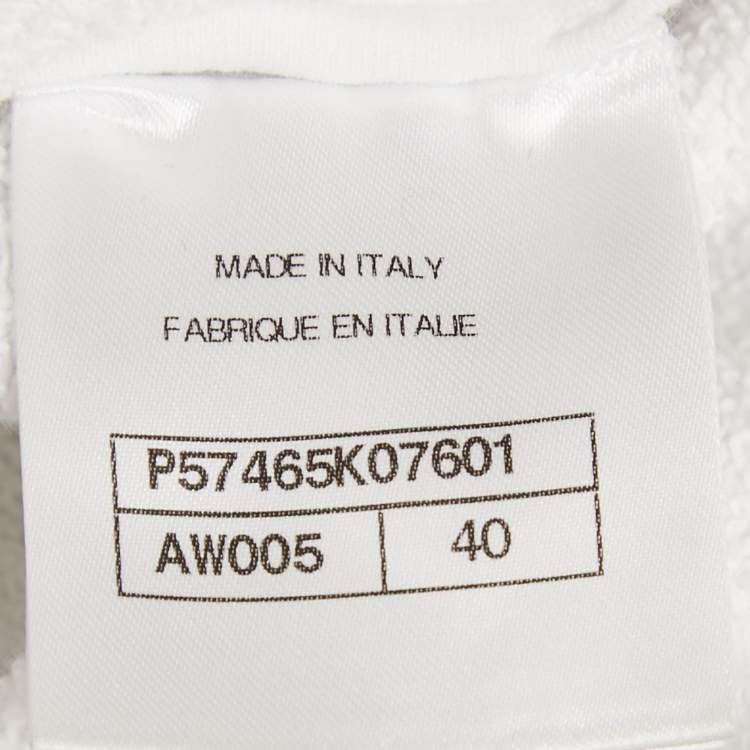 Pre Owned Chanel White Printed Cotton Sweatshirt M