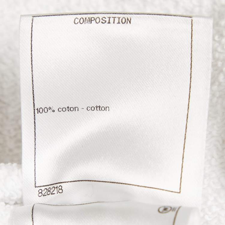 Pre Owned Chanel White Printed Cotton Sweatshirt M