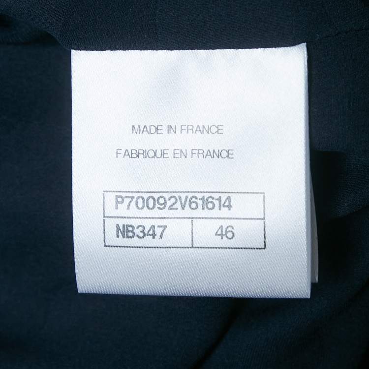 Pre Owned Chanel Navy Blue Tweed Button Detail Jacket XL