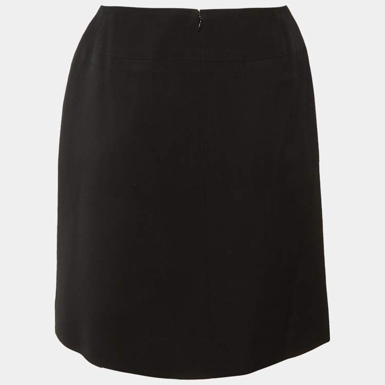 Pre Owned Chanel Black Wool Mini Skirt M