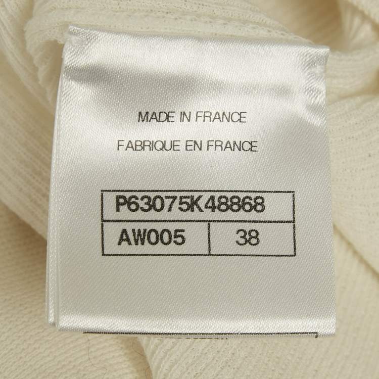 Pre Owned Chanel Cream Knit Frill Detail Jumper M