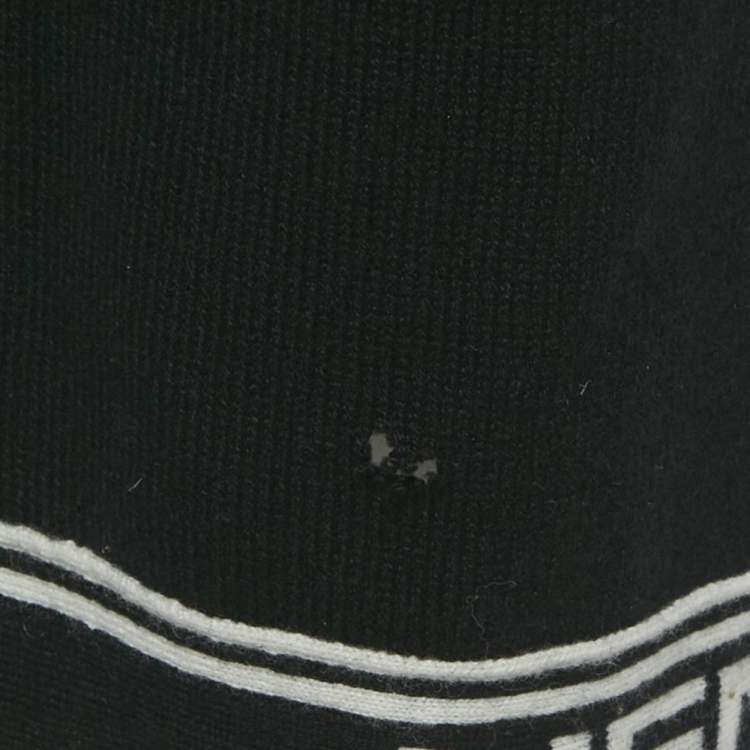 Pre Owned Chanel Black Cashmere Logo Band Long Button Down Cardigan S 