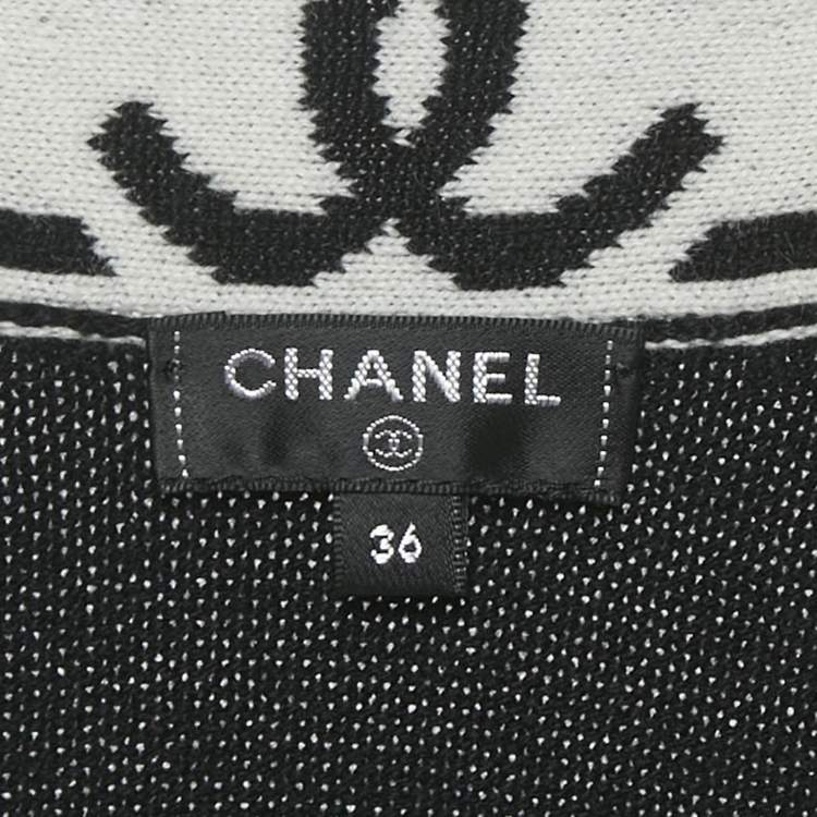Pre Owned Chanel Black Cashmere Logo Band Long Button Down Cardigan S 