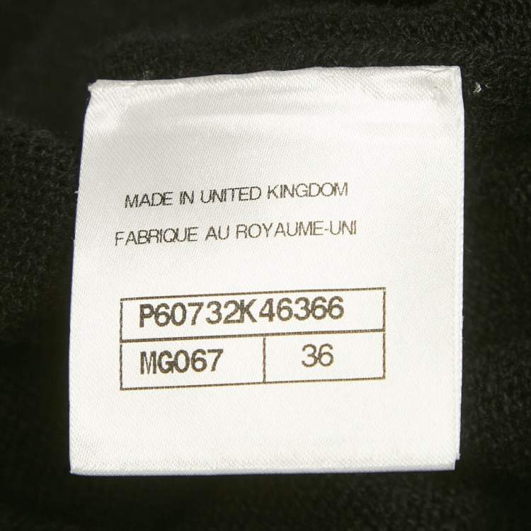 Pre Owned Chanel Black Cashmere Logo Band Long Button Down Cardigan S 