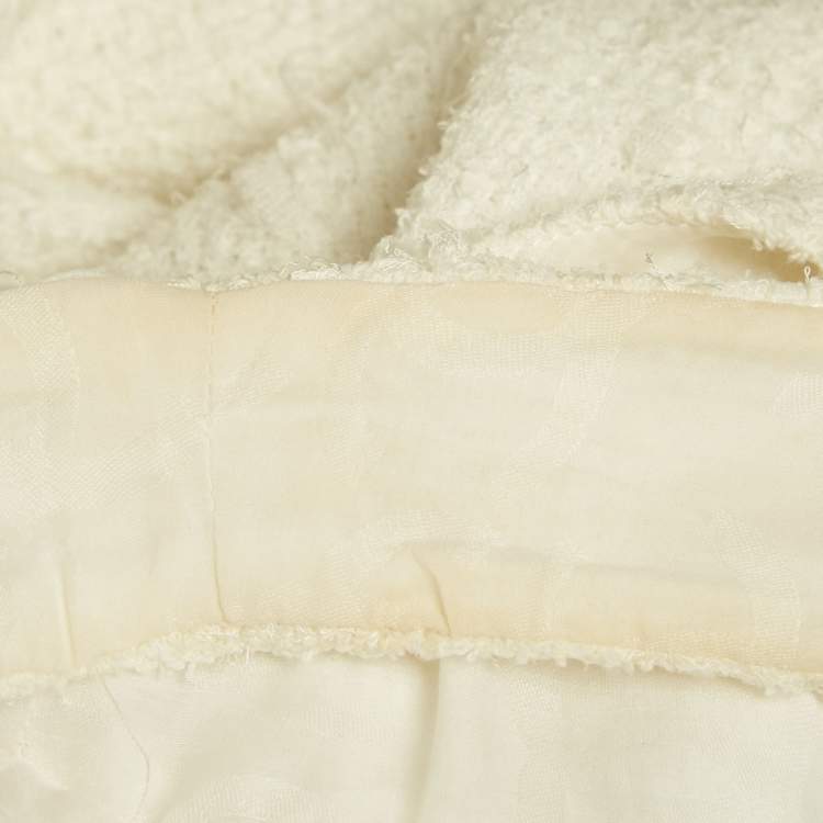 Pre Owned Chanel White Tweed Backless Jumpsuit S