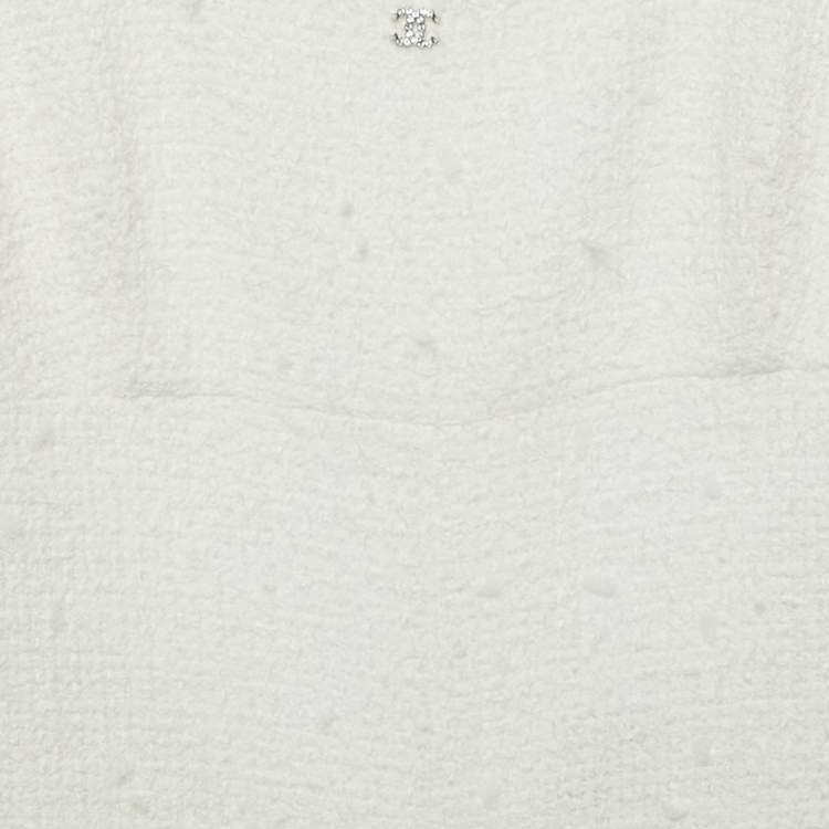 Pre Owned Chanel White Tweed Backless Jumpsuit S