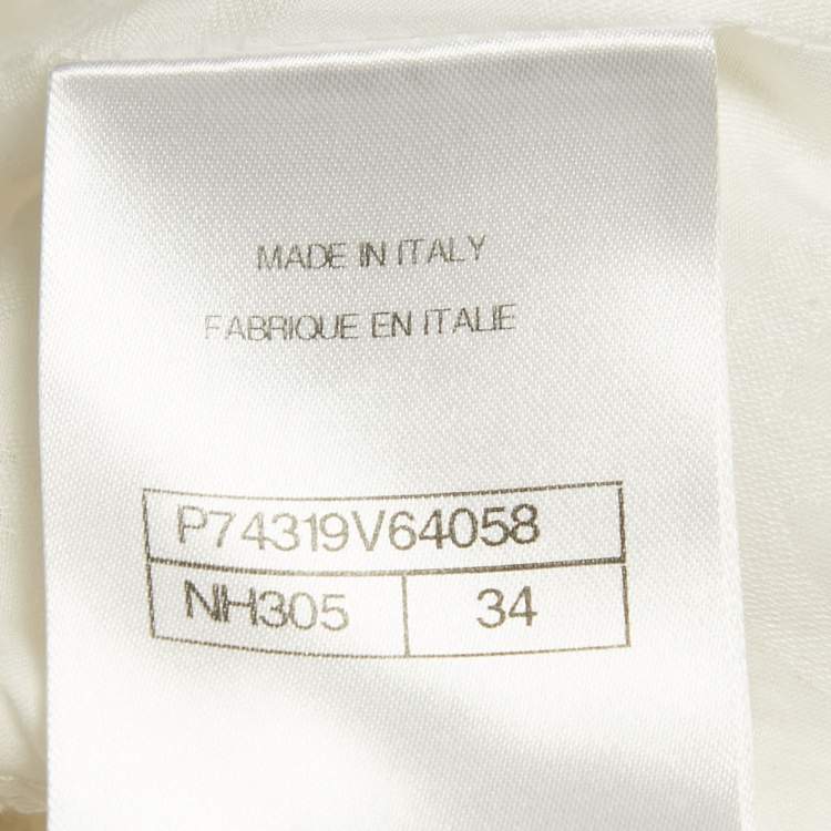 Pre Owned Chanel White Tweed Backless Jumpsuit S