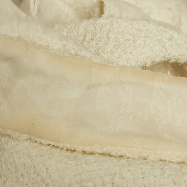 Pre Owned Chanel White Tweed Backless Jumpsuit S