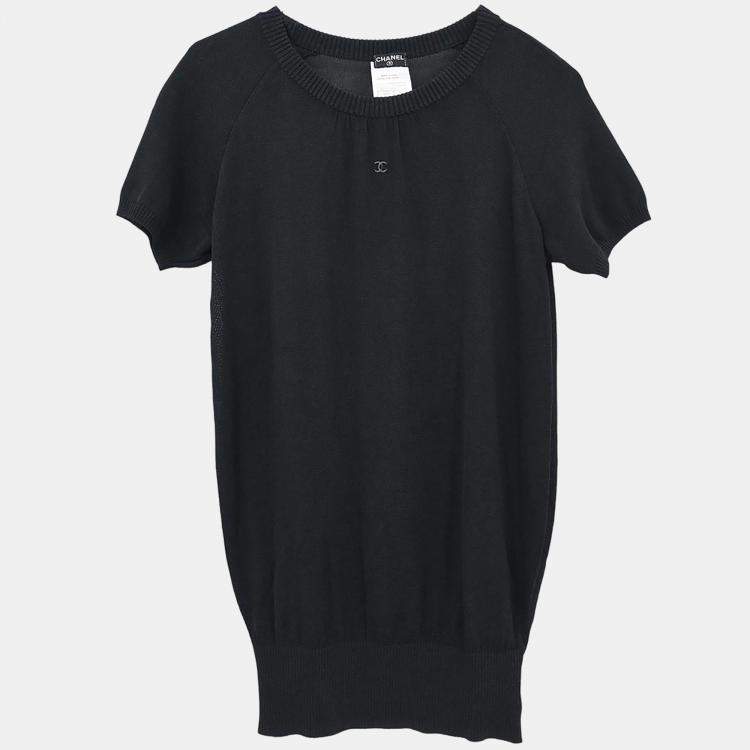 Pre Owned Chanel Cotton, Nylon, Rayon Black T-shirt Top Black S