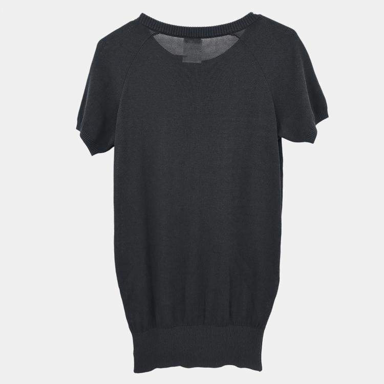 Pre Owned Chanel Cotton, Nylon, Rayon Black T-shirt Top Black S