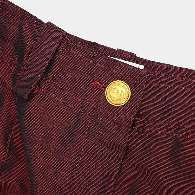 Pre Owned Chanel Silk Long Pants Red S