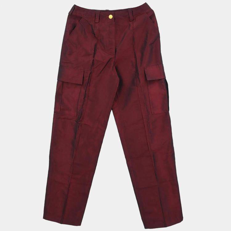 Pre Owned Chanel Silk Long Pants Red S