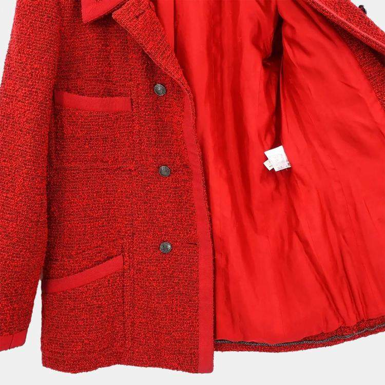 Pre Owned Chanel Double Breasted Jacket Red 97A Size M