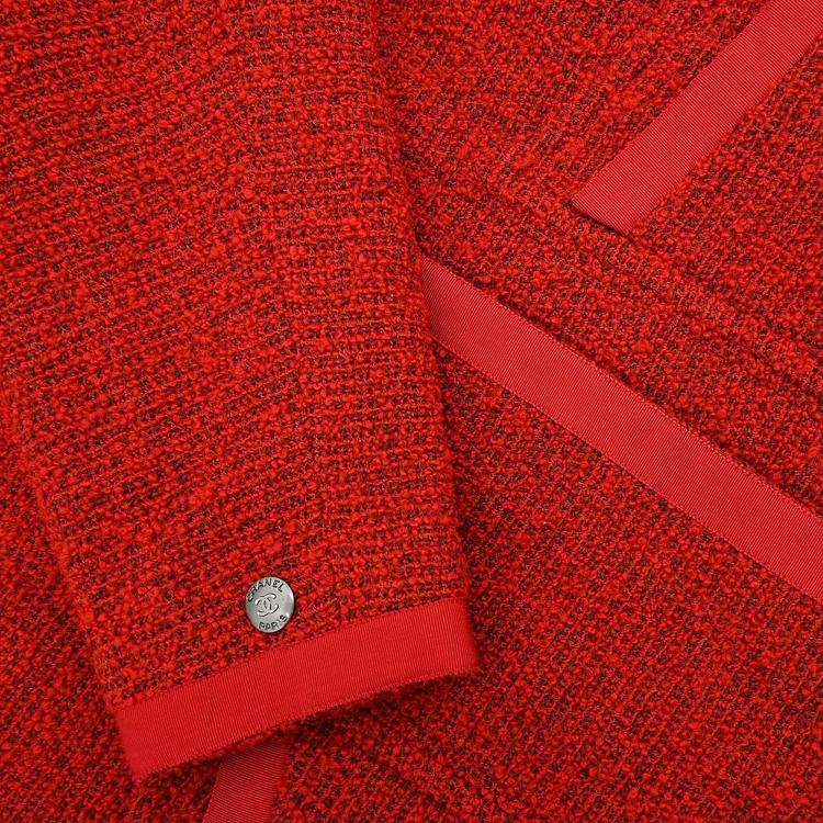 Pre Owned Chanel Double Breasted Jacket Red 97A Size M