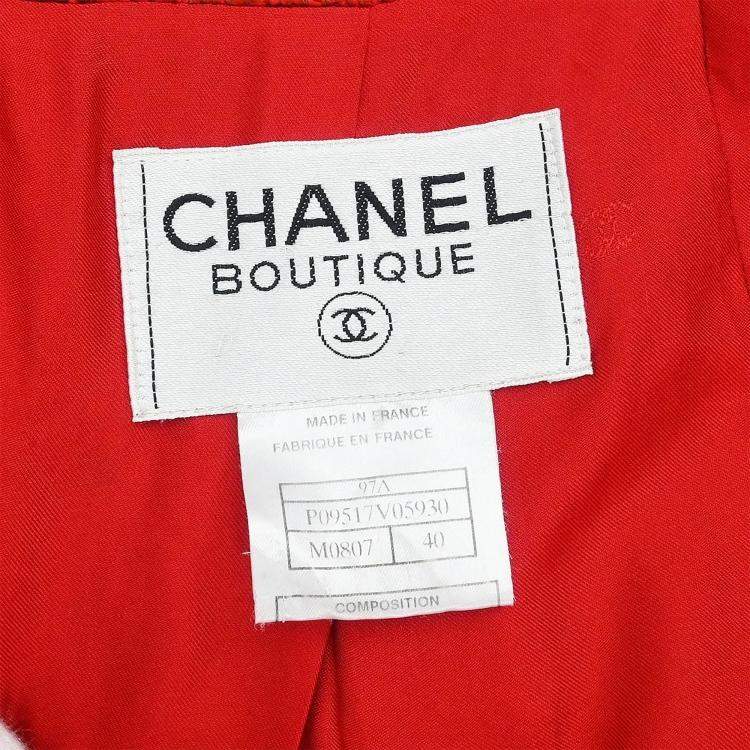 Pre Owned Chanel Double Breasted Jacket Red 97A Size M