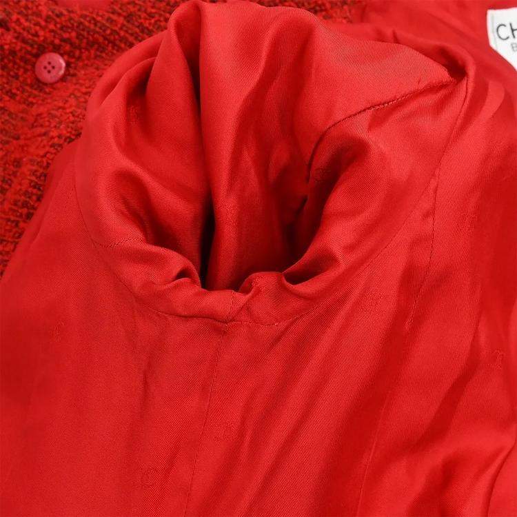 Pre Owned Chanel Double Breasted Jacket Red 97A Size M