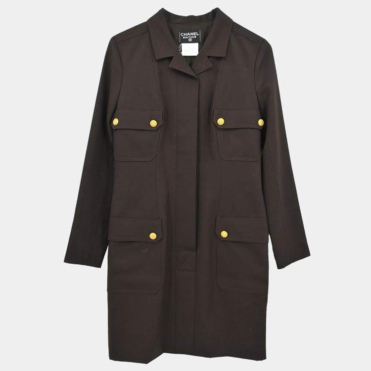 Pre Owned Chanel Single Breasted Jacket Brown 96A Size M
