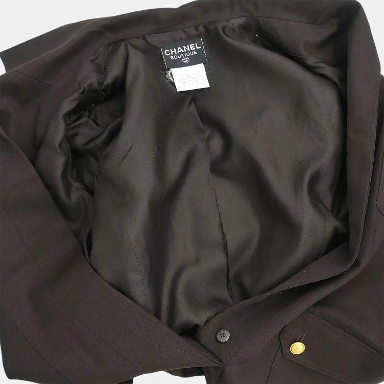 Pre Owned Chanel Single Breasted Jacket Brown 96A Size M