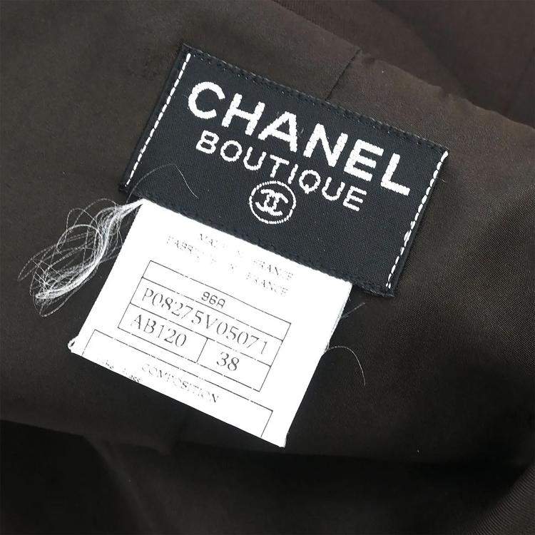Pre Owned Chanel Single Breasted Jacket Brown 96A Size M
