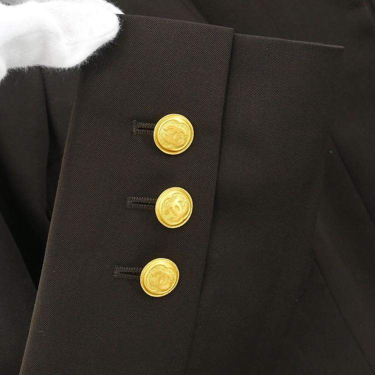Pre Owned Chanel Single Breasted Jacket Brown 96A Size M